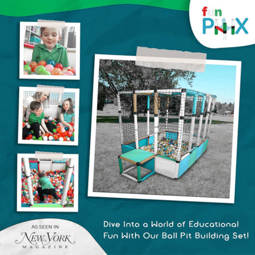 Funphix Large Ball Pits for Toddlers I Dive in Ball Pit Building Toy with Net, Bungee Cords, Tubes & Connectors I Indoor & Outdoor Playset - Image 8