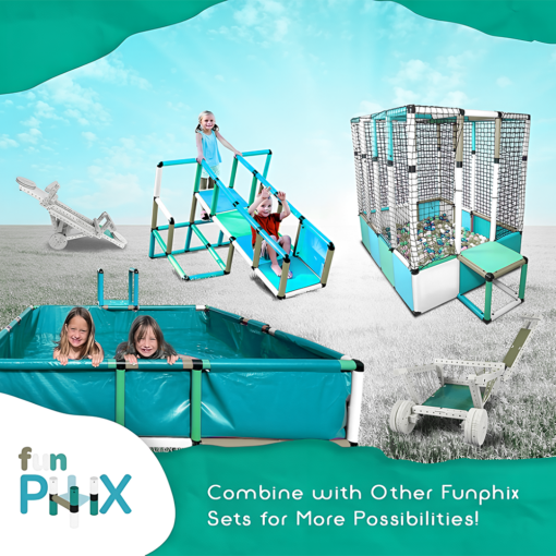 Funphix Large Ball Pits for Toddlers I Dive in Ball Pit Building Toy with Net, Bungee Cords, Tubes & Connectors I Indoor & Outdoor Playset - Image 2